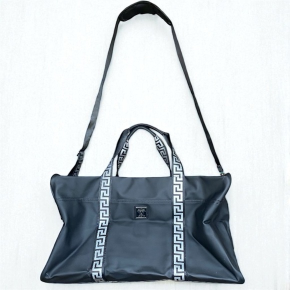 Versace Parfums Black Weekender Duffel zip Bag with Greca Key detachable strap - Picture 1 of 10
